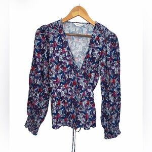 Kettlewell Nettie Wrap Top Chic Floral Wrap Blouse Size Medium Bohemian